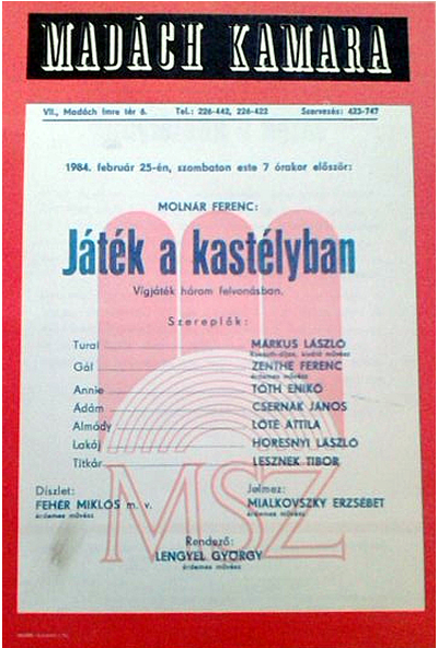 Molnár Ferenc-Játék a kastélyban (színházi felvétel-MadáchKamara Szinház) (1984)